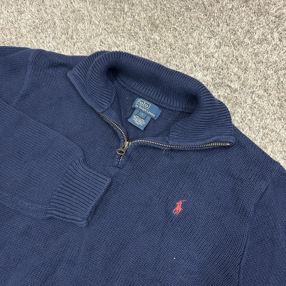Polo Ralph Lauren Sweater‎ Boys Large Blue Quarter Zip Pullover Mock Neck Preppy